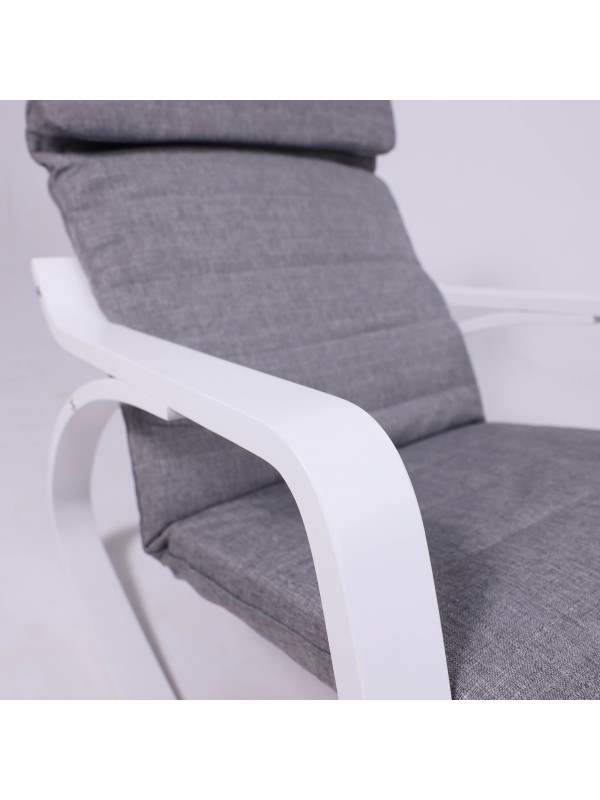 Кресло-качалка AksHome Smart серый/белый подлокотники