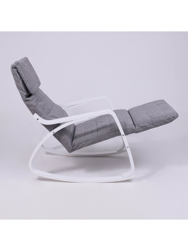 Кресло-качалка AksHome Smart серый/белый регулировка подножки (1)