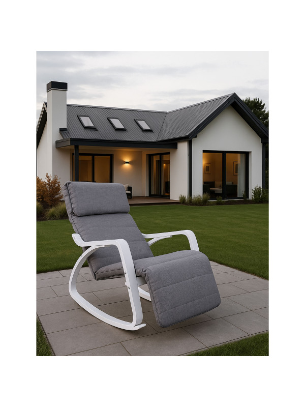 Кресло-качалка AksHome Smart серый/белый в экстерьере