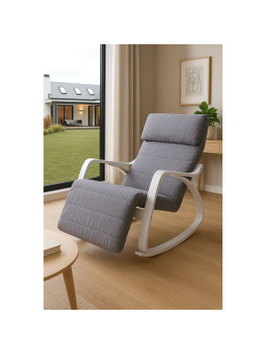 Кресло-качалка AksHome Smart серый/белый в интерьере