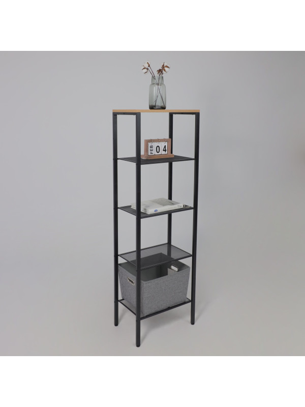 Стеллаж ЗМИ Торонто 15 дерево/черный под углом