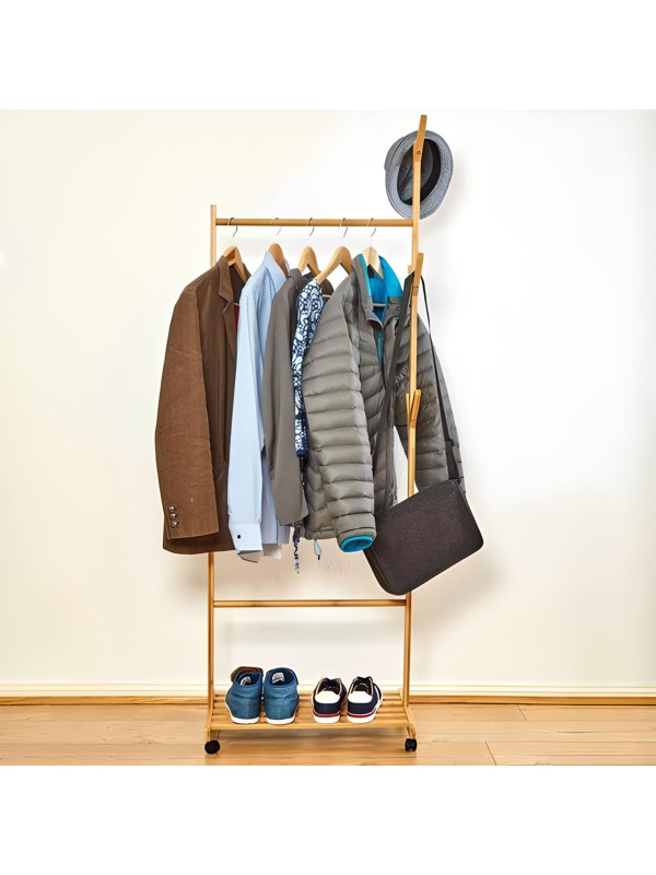 Вешалка напольная AksHome Camellia бамбук в интерьере