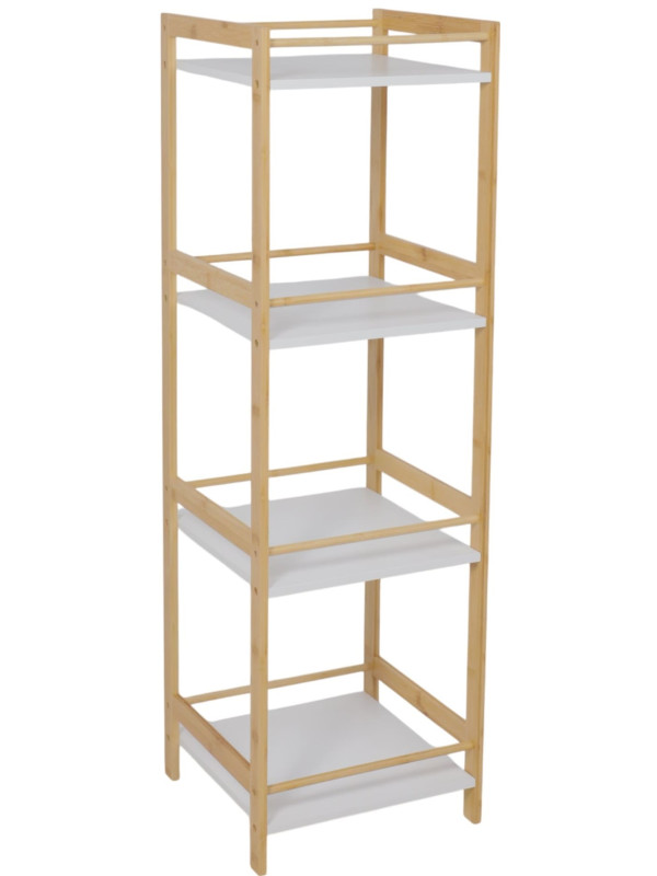 Стеллаж AksHome Fable бамбук/белый