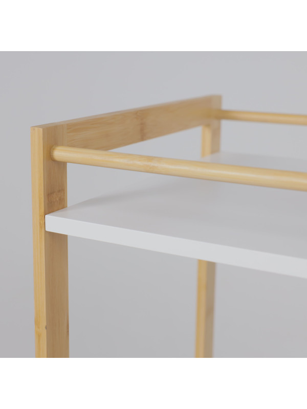 Стеллаж AksHome Fable бамбук/белый вблизи