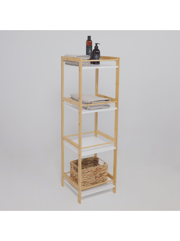 Стеллаж AksHome Fable бамбук/белый в интерьере