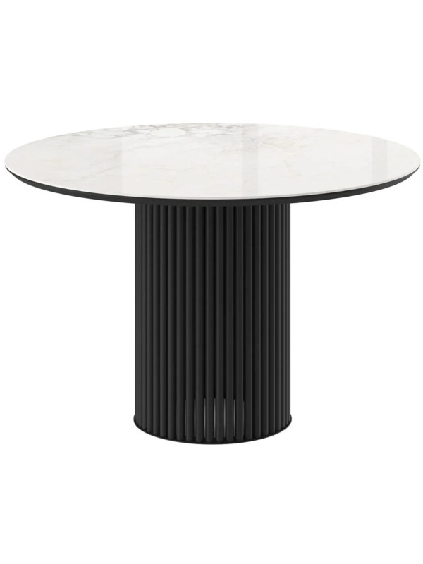 Кухонный стол MamaDoma Askar Round-116 светло-серый/черный