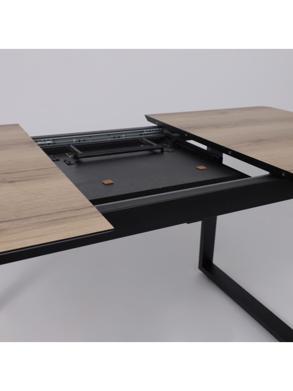 Кухонный стол Lepremo AV 1208 Дуб Делано натуральный/черный раздвижная конструкция