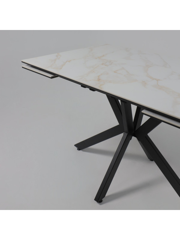 Кухонный стол Lepremo AV 2111белый глянцевый Carla Larkin/черный под углом