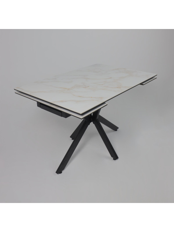 Кухонный стол Lepremo AV 2111белый глянцевый Carla Larkin/черный сверху