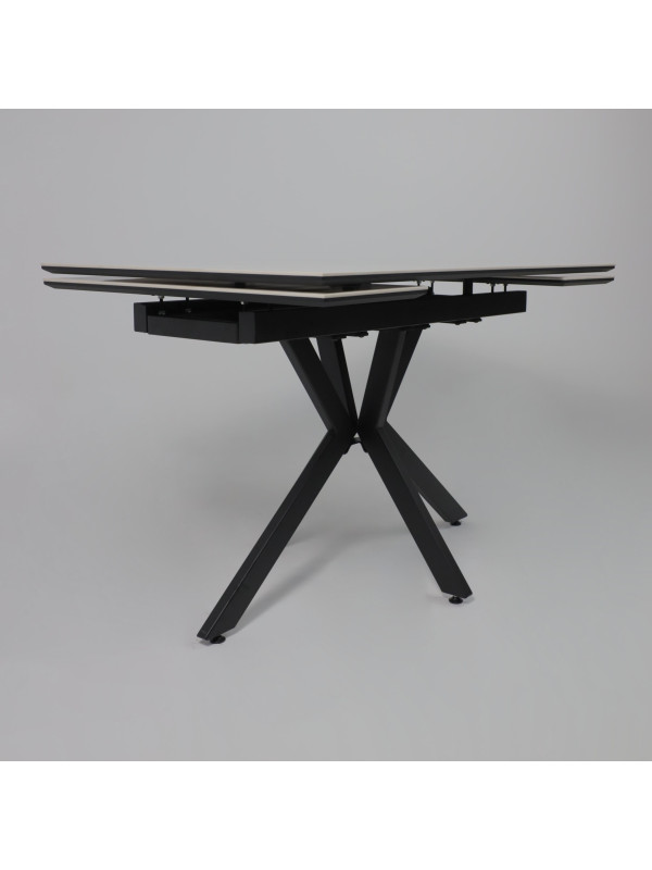 Кухонный стол Lepremo AV 2111белый глянцевый Carla Larkin/черный сбоку