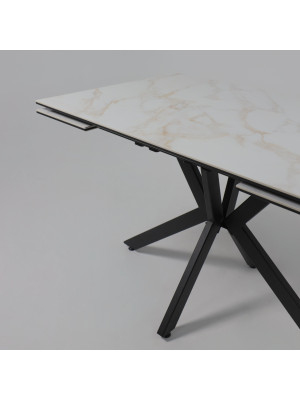 Кухонный стол Lepremo AV 2111белый глянцевый Carla Larkin/черный под углом