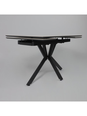 Кухонный стол Lepremo AV 2111белый глянцевый Carla Larkin/черный сбоку