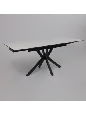 Кухонный стол Lepremo AV 2111 белый матовый Snow White/черный в раздвижном виде