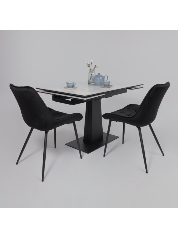 Кухонный стол Lepremo AV 2119 белый глянцевый Carla Larkin/черный в интереьре