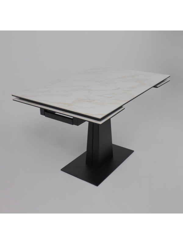 Кухонный стол Lepremo AV 2119 белый глянцевый Carla Larkin/черный сверху