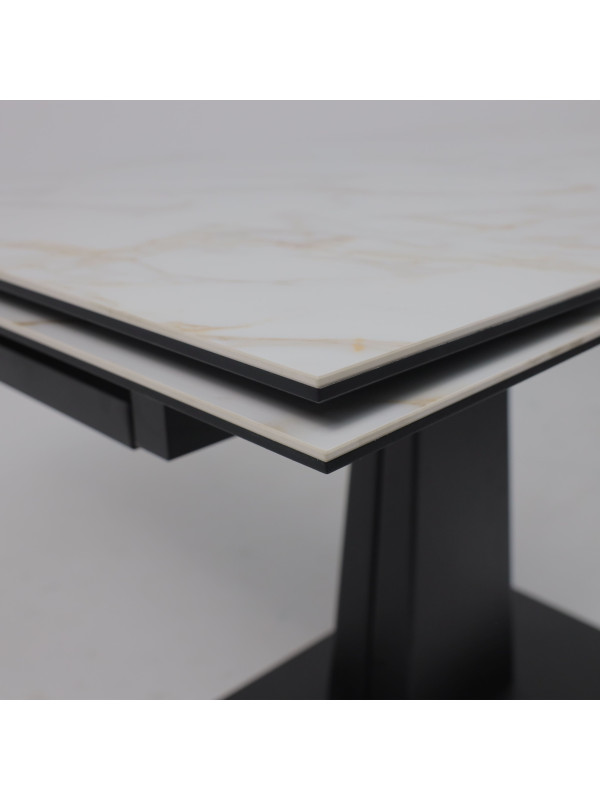 Кухонный стол Lepremo AV 2119 белый глянцевый Carla Larkin/черный вблизи