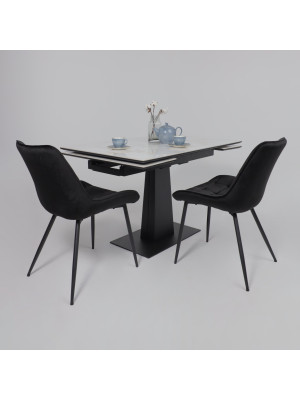 Кухонный стол Lepremo AV 2119 белый глянцевый Carla Larkin/черный в интереьре