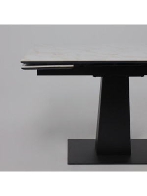 Кухонный стол Lepremo AV 2119 белый глянцевый Carla Larkin/черный сбоку