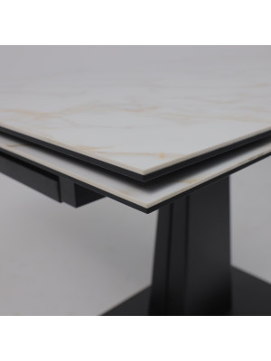 Кухонный стол Lepremo AV 2119 белый глянцевый Carla Larkin/черный вблизи