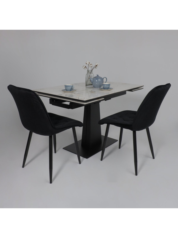 Кухонный стол Lepremo AV 2119 натуральный глянцевый Gold Jade/черный в интерьере