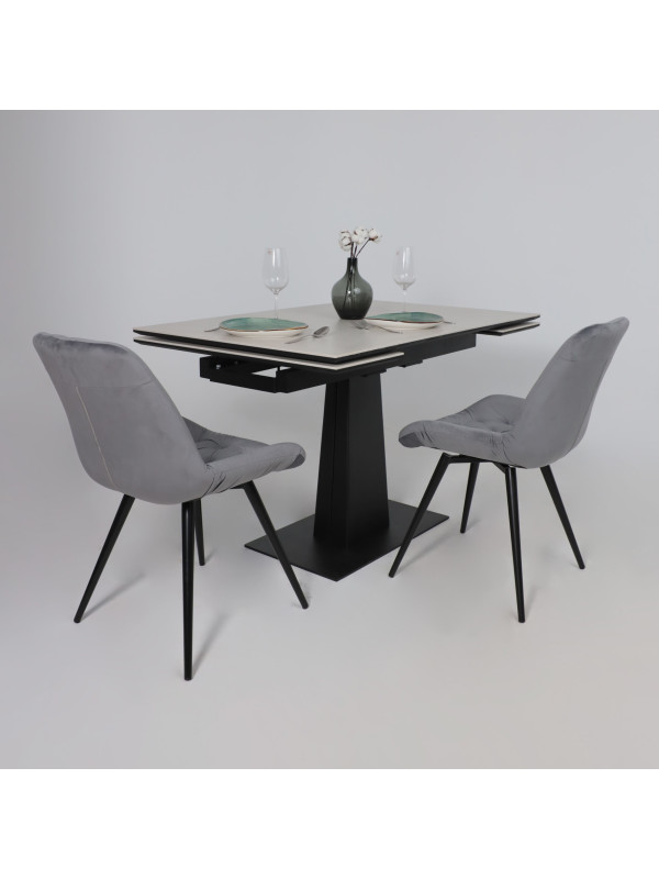 Кухонный стол Lepremo AV 2119 серый матовый Carmen Light Grey/черный в интерьере