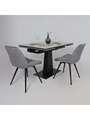 Кухонный стол Lepremo AV 2119 серый матовый Carmen Light Grey/черный в интерьере