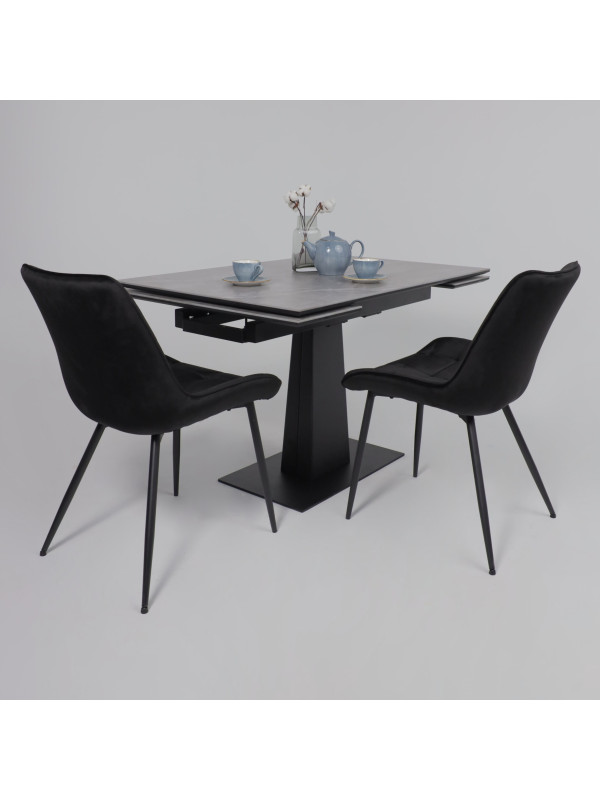 Кухонный стол Lepremo AV 2119 серый матовый Larka Grey/черный в интерьере