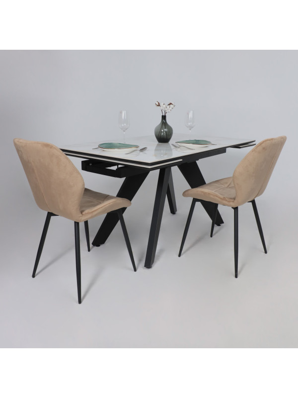 Кухонный стол Lepremo AV 2122 белый глянцевый Carla Larkin/черный в интерьере