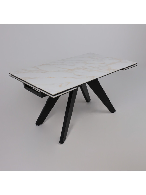 Кухонный стол Lepremo AV 2122 белый глянцевый Carla Larkin/черный сверху