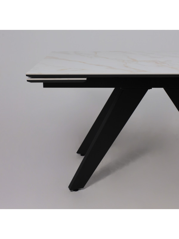 Кухонный стол Lepremo AV 2122 белый глянцевый Carla Larkin/черный спереди