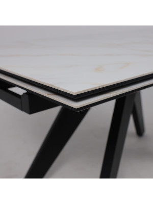 Кухонный стол Lepremo AV 2122 белый глянцевый Carla Larkin/черный вблизи