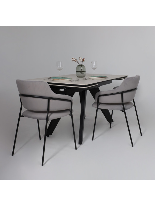 Кухонный стол Lepremo AV 2122 серый матовый Carmen Light Grey/черный в интерьере