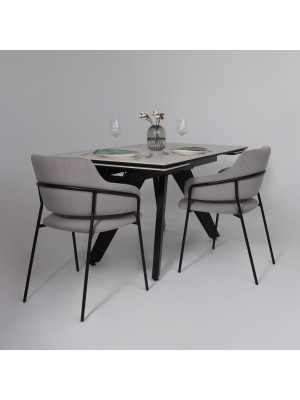 Кухонный стол Lepremo AV 2122 серый матовый Carmen Light Grey/черный в интерьере