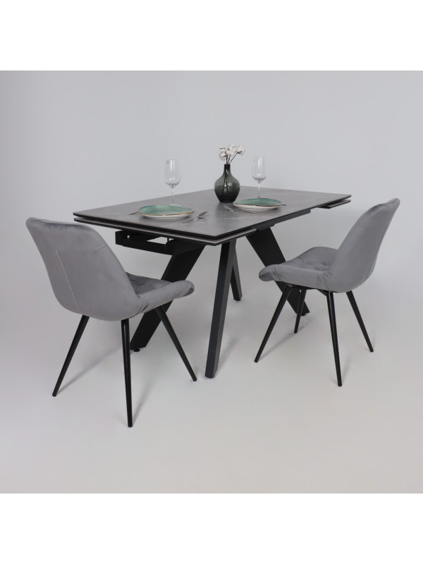 Кухонный стол Lepremo AV 2122 серый матовый Larka Grey/черный в интерьере