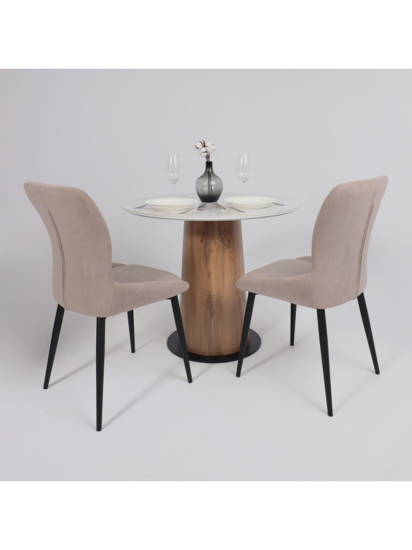 Кухонный стол Lepremo AV 2317 белый глянцевый Carla Larkin/дуб вотан в интерьере