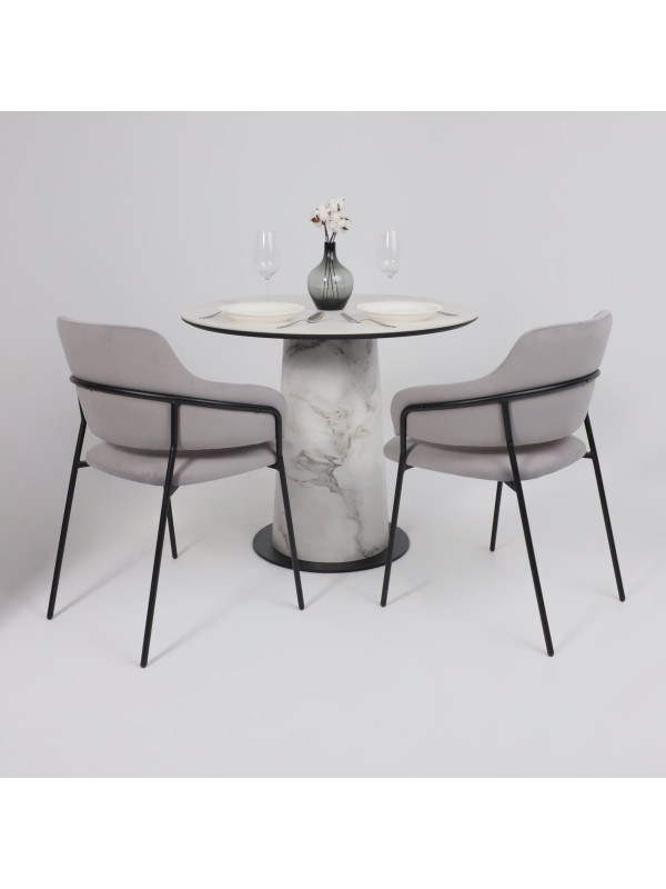 Кухонный стол Lepremo AV 2317 белый матовый Snow White/Виктори натуральный в интерьере