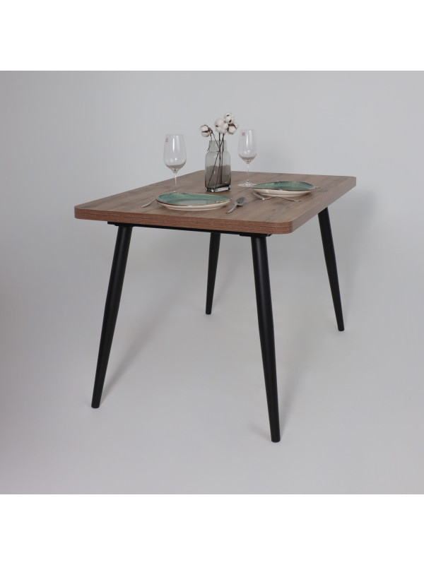 Кухонный стол MamaDoma Borg Radial-120 дуб Веллингтон/чёрный в интерьере