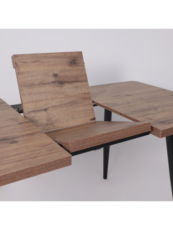 Кухонный стол MamaDoma Borg Radial-120 дуб Веллингтон/чёрный раздвижной механизм (1)