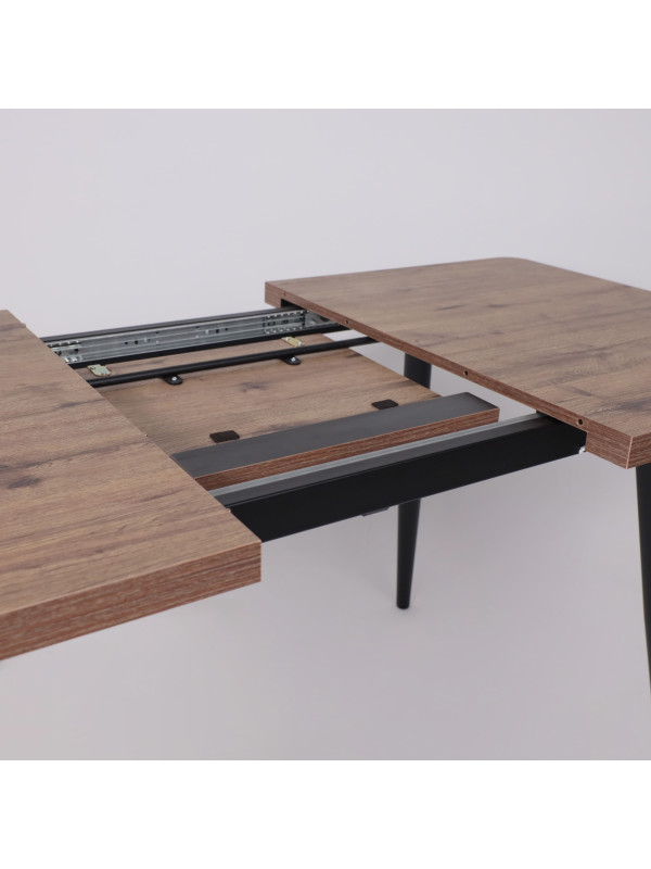 Кухонный стол MamaDoma Borg Radial-120 дуб Веллингтон/чёрный раздвижной механизм