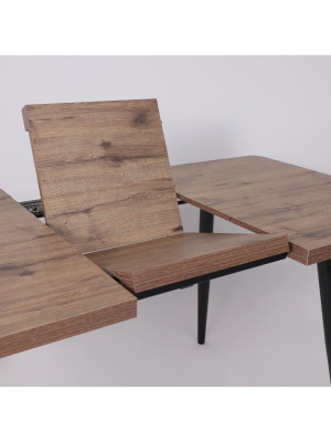 Кухонный стол MamaDoma Borg Radial-120 дуб Веллингтон/чёрный раздвижной механизм (1)