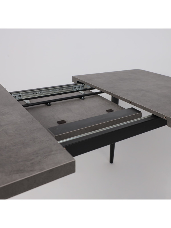 Кухонный стол MamaDoma Borg Radial-120 дымчатая керамика/чёрный раздвижной механизм