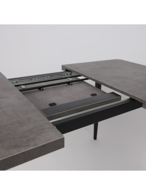 Кухонный стол MamaDoma Borg Radial-120 дымчатая керамика/чёрный раздвижной механизм