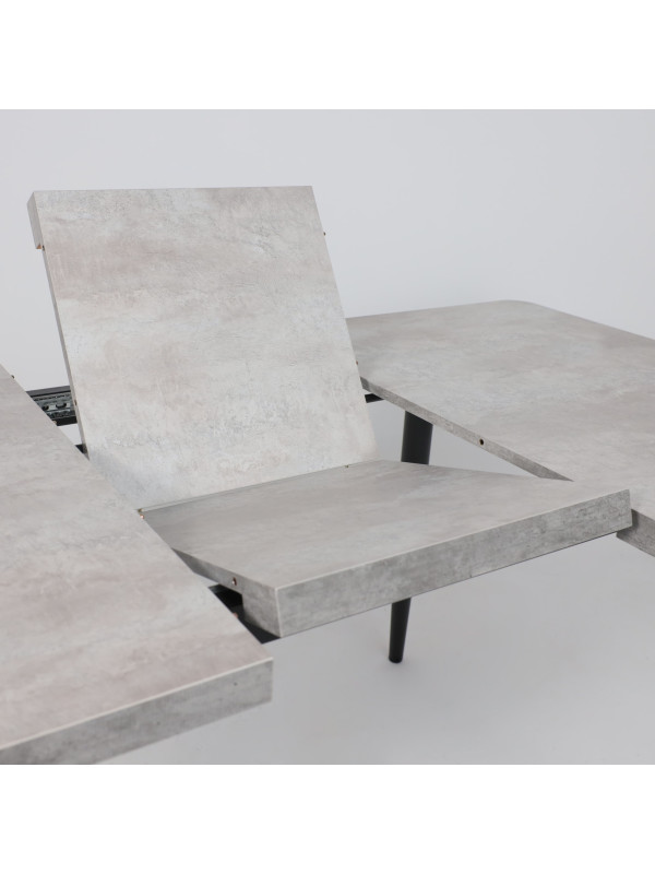 Кухонный стол MamaDoma Borg Radial-120 серый сланец/чёрный раздвижной механизм  (1)