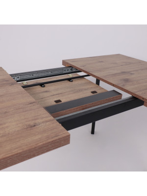 Кухонный стол MamaDoma Borg-120 дуб Веллингтон/чёрный раздвижной механизм