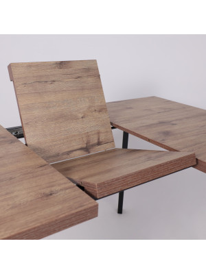 Кухонный стол MamaDoma Borg-120 дуб Веллингтон/чёрный раздвижной механизм (1)