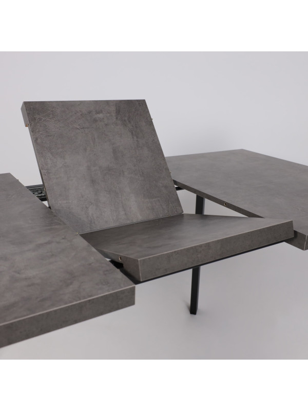 Кухонный стол MamaDoma Borg-120 дымчатая керамика/чёрный раздвижной механизм  (1)