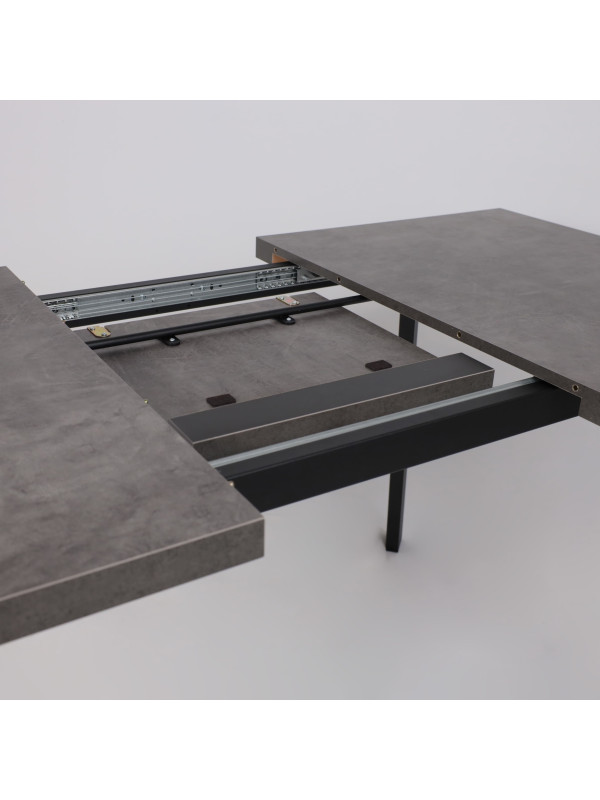 Кухонный стол MamaDoma Borg-120 дымчатая керамика/чёрный раздвижной механизм