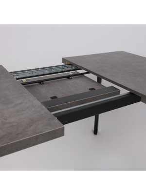 Кухонный стол MamaDoma Borg-120 дымчатая керамика/чёрный раздвижной механизм
