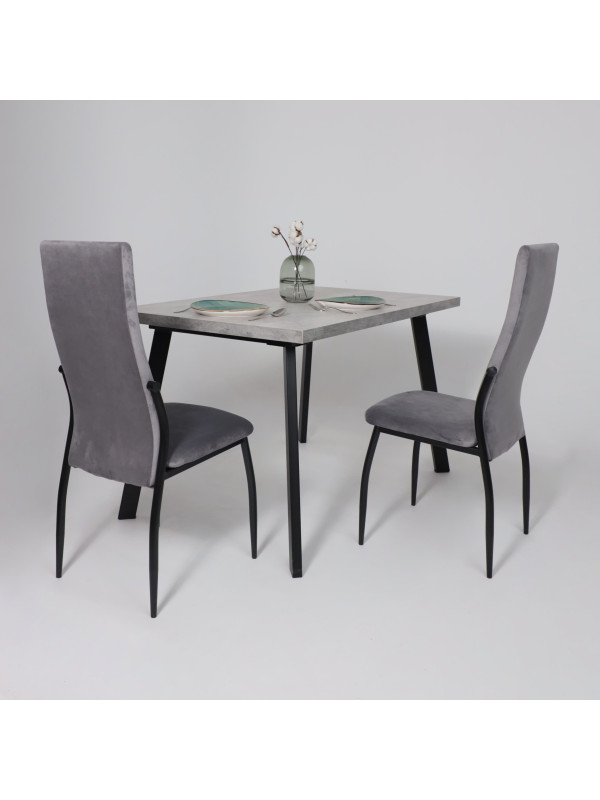 Кухонный стол MamaDoma Borg-120 серый сланец/чёрный в интерьере