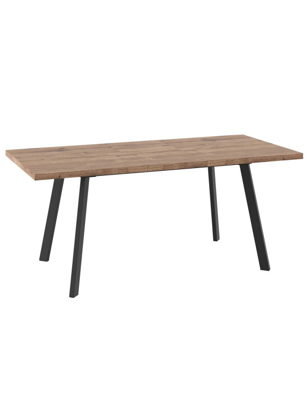 Кухонный стол MamaDoma Borg-140 дуб Веллингтон/чёрный в раздвижном виде